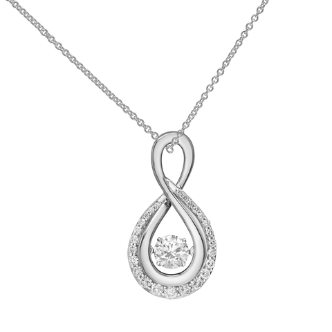 10kt White Gold 1.17cttw Lab-Grown Diamond Infinity Pulse Pendant