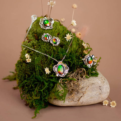Sterling Silver Bloom Ammolite Stud Earrings