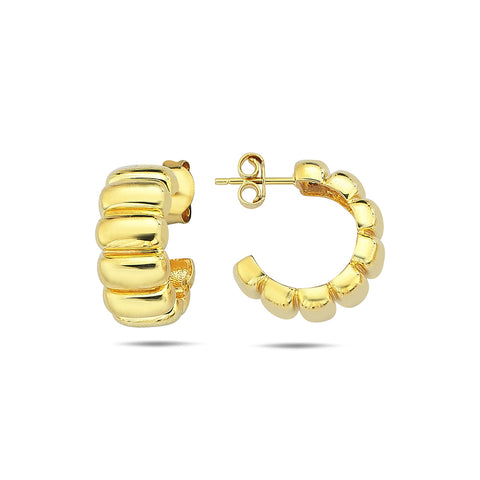 10KT Yellow Gold Bold Ribbed Dome Stud Earrings