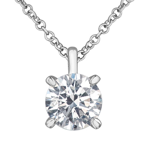 14kt White Gold 1.51ct Round 4Claw Lab-Grown Diamond Pendant