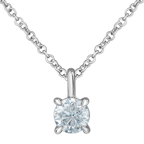 14kt White Gold 1.00ct Round 4Claw Lab-Grown Diamond Pendant