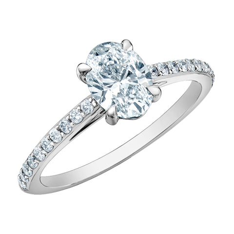 14kt White Gold 1.23cttw Oval CANADIAN Diamond Engagement Ring