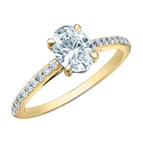 14kt Yellow Gold 1.21cttw Oval CANADIAN Diamond Engagement Ring