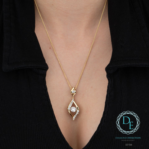 14kt Two Tone Gold 1.65cttw Lab-Created Diamond Ellipse Pulse Pendant