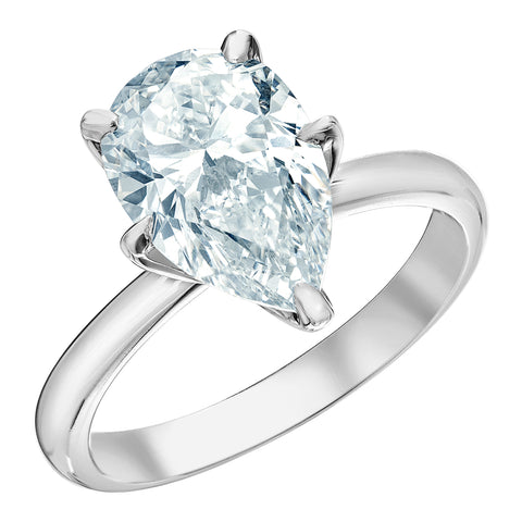 14kt White Gold 5.09ct Lab-Created Pear Solitaire Engagement Ring