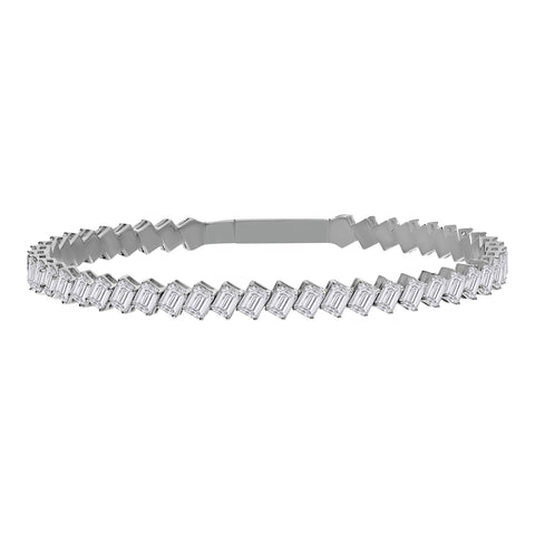 14kt White Gold 9.20cttw Emerald Cut Lab Created Diamond Tennis Bracelet