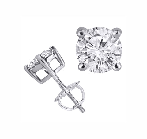 14kt White Gold 2.00cttw Lab Created Four Claw Diamond Stud Earrings