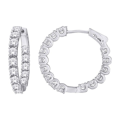 10kt White Gold 3.00cttw Diamond Hoop Earrings