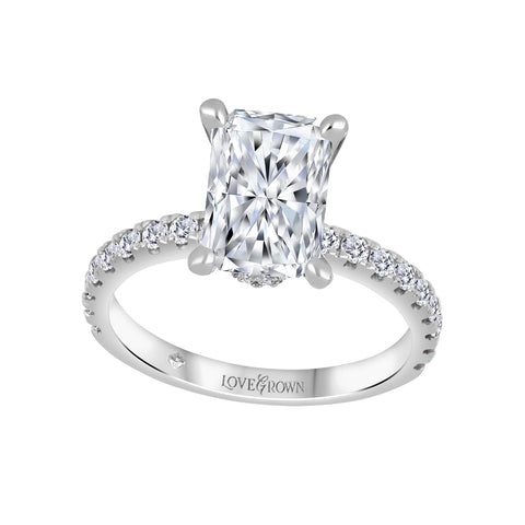 14kt White Gold 4.50cttw Lab-Grown Radiant Diamond Engagement Ring