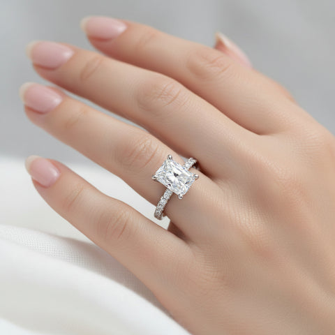 14kt White Gold 2.50cttw Lab-Created Radiant Diamond Engagement Ring