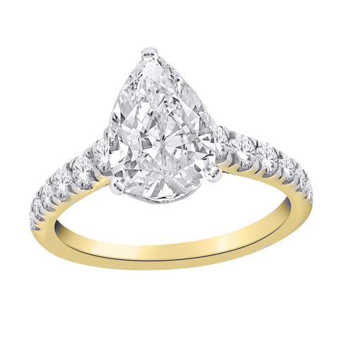 14kt Yellow Gold 1.30cttw Lab-Grown Pear Diamond Engagement Ring
