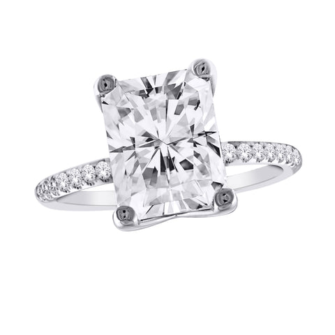 14kt White Gold 4.55cttw Lab-Created Radiant Diamond Engagement Ring