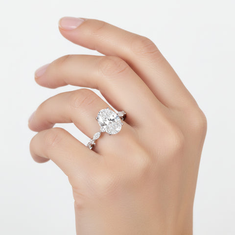 14kt White Gold 5.03cttw Lab-Grown Oval and Marquise Diamond Engagement Ring