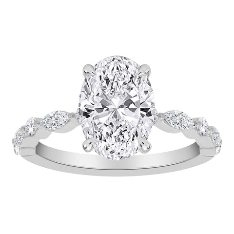 14kt White Gold 5.03cttw Lab-Grown Oval and Marquise Diamond Engagement Ring