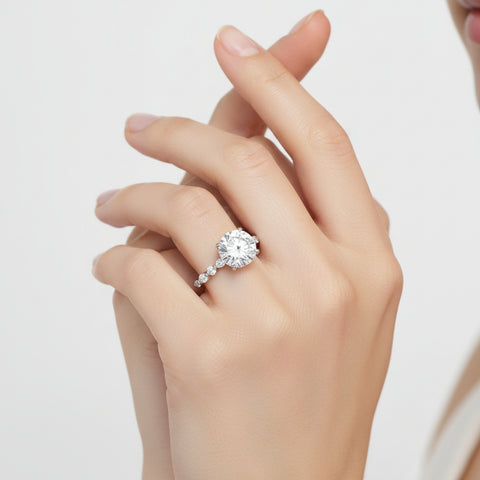 14kt White Gold 5.01cttw Lab-Grown Round and Marquise Diamond Engagement Ring