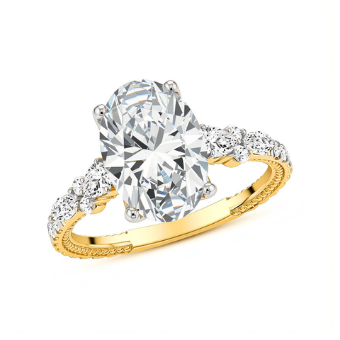 14kt Two-Tone 3.85cttw Lab-Grown Oval Center Diamond Engagement Ring