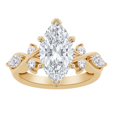 14kt Yellow Gold 2.50cttw Lab-Grown Marquise Diamond Engagement Ring