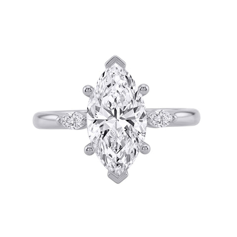 10kt White Gold 1.00cttw Lab-Grown Marquise Diamond Engagement Ring