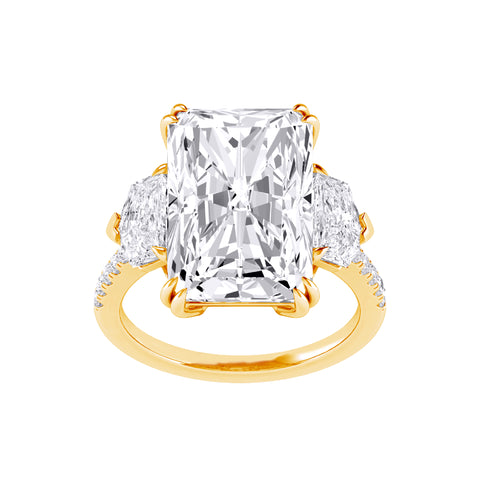 14kt Yellow Gold 11.00cttw Lab-Grown Rectangular Diamond Engagement Ring