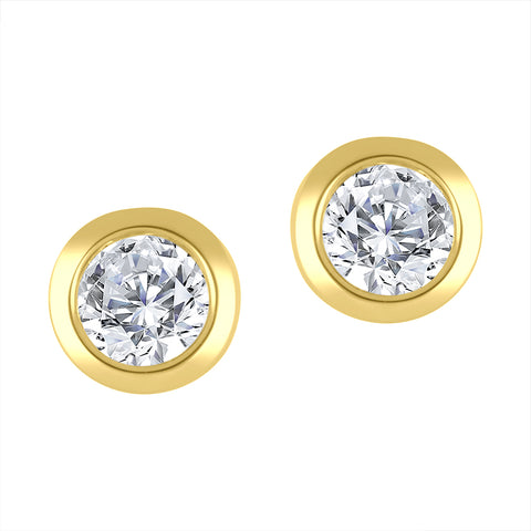 10kt Yellow Gold 0.30cttw Lab-Grown Diamond Bezel Set Stud Earrings