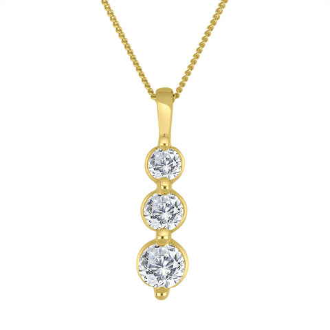 10kt Yellow Gold 0.50cttw 3 Down Lab-Grown Diamond Pendant