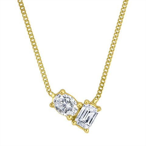 10kt Yellow Gold 0.30cttw Emerald and Oval Lab-Grown Diamond Pendant
