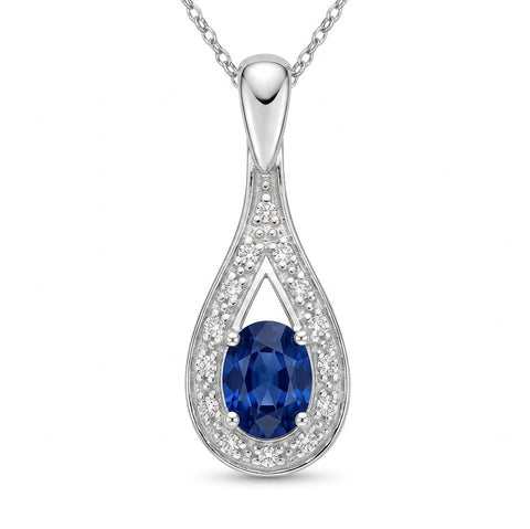 10kt White Gold Sapphire and Diamond Pendant