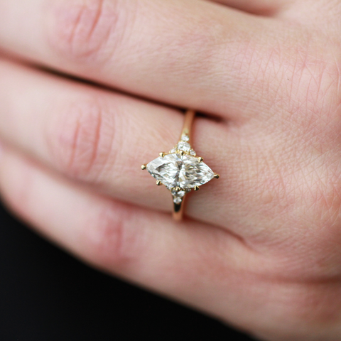 14kt Yellow Gold 1.70cttw Lab Created Marquise Diamond Engagement Ring