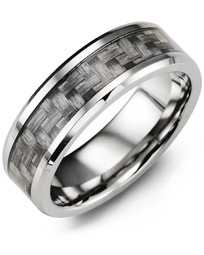 Men's Beveled Carbon Fiber Cobalt Wedding Ring