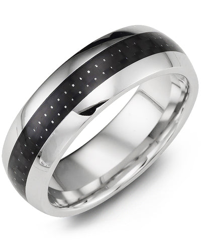 Men's Polished Dome Carbon Fiber Cobalt Wedding Ring – Independent ...