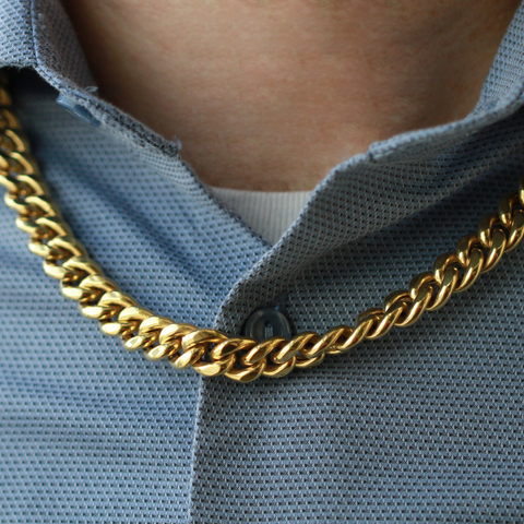 10kt Yellow Gold Semi Hollow 10.5mm Cuban Miami Chain in 22-Inch