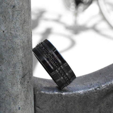 Men's Eternity Black Diamond Ceramic Wedding Ring