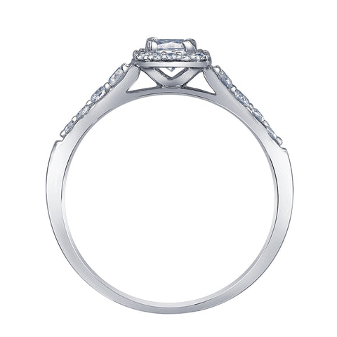 14kt White Gold 0.83cttw Princess Cut Halo Engagement Ring