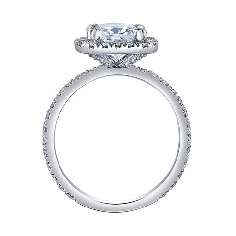 14kt White Gold 0.73cttw Princess Cut Canadian Diamond Halo Engagement Ring