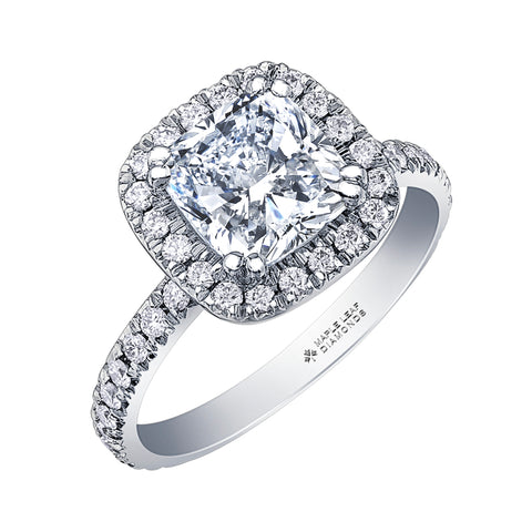 14kt White Gold 0.73cttw Princess Cut Canadian Diamond Halo Engagement Ring
