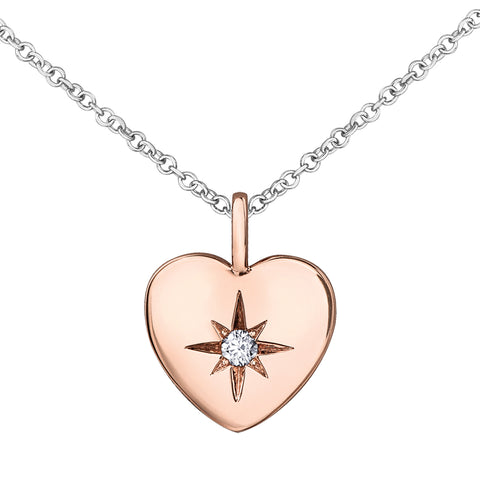 10kt Rose Gold 0.02ct Canadian Diamond Heart Pendant