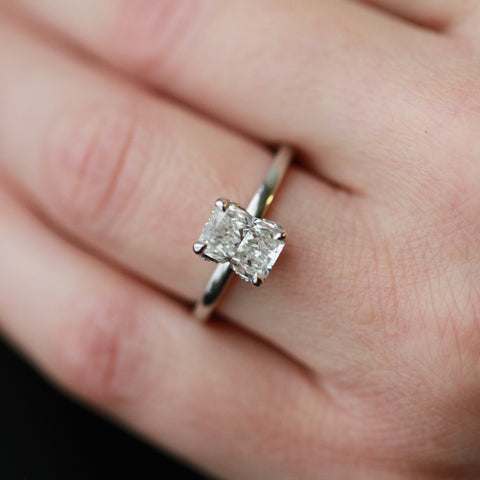 14kt White Gold 1.73cttw Lab-Created Radiant Diamond Engagement Ring