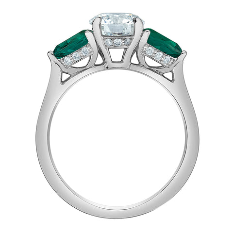14kt White Gold 1.39cttw Lab-Created Diamonds and Emeralds Three-Across Ring