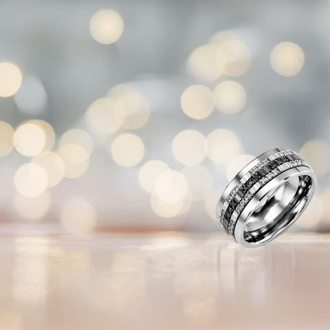 Men's Black White Trio 0.42cttw Diamond Wedding Band