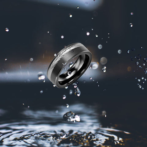 Men's Classic V Pattern Off Center Wedding Band