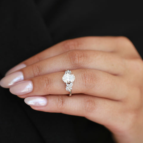 14kt White Gold 2.09cttw Lab-Grown Diamond Oval and Marquise Engagement Ring