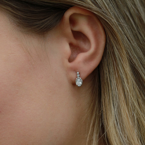 10kt White Gold Blue Sapphire And Diamond Earrings