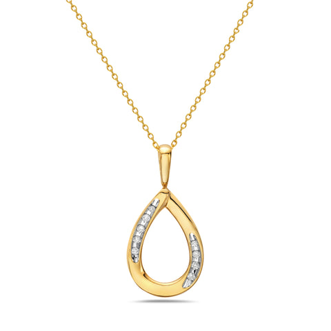 14kt Yellow Gold and Diamonds Open Drop Pendant