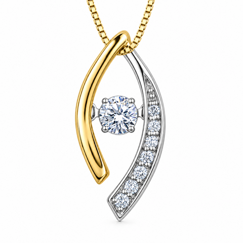 14kt Two-tone Gold 0.77cttw Canadian Diamond Pulse Pendant