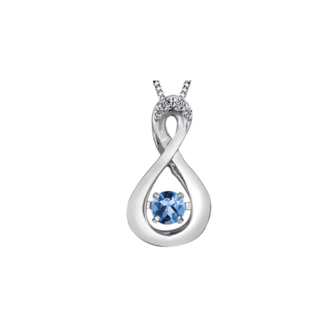 10kt White Gold Pulse Blue Topaz And Diamond Infinity Pendant