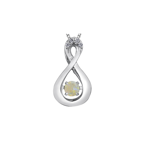 10kt White Gold Pulse Opal and Diamond Infinity Pendant