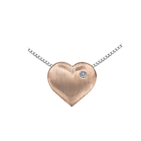 Silver and 10kt Rose Gold Two-Tone Diamond Circle and Heart Interchangeable Pendant