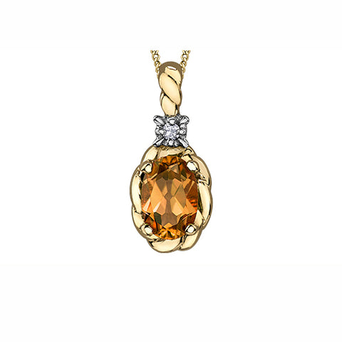 10kt Yellow Gold Oval Citrine Pendant