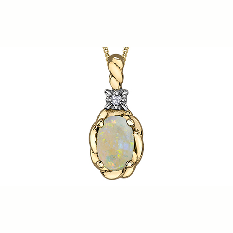 10kt Yellow Gold Oval Opal Pendant