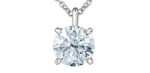 14kt White Gold 2.05ct Round 4Claw Lab-Grown Diamond Pendant